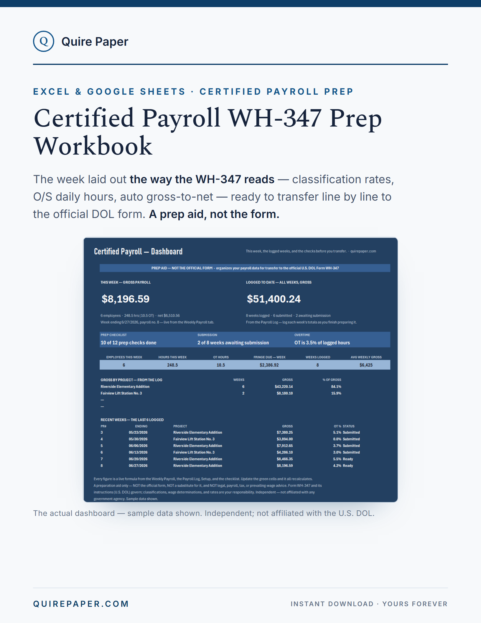 Certified Payroll WH-347 Prep Workbook cover