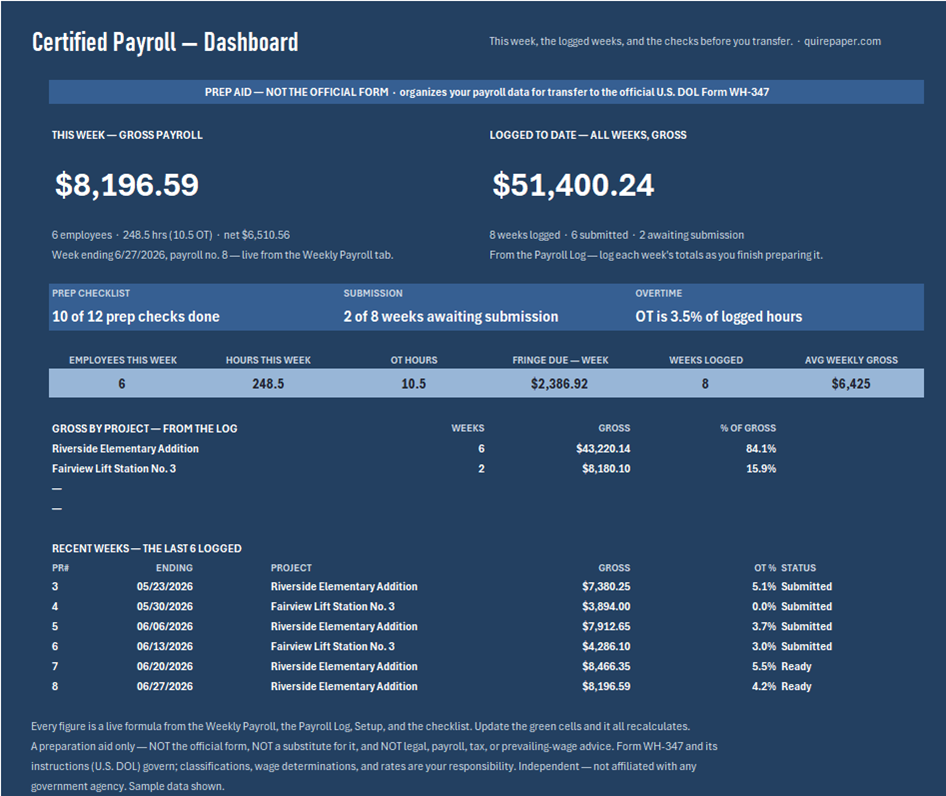 Certified Payroll WH-347 Prep Workbook — the file