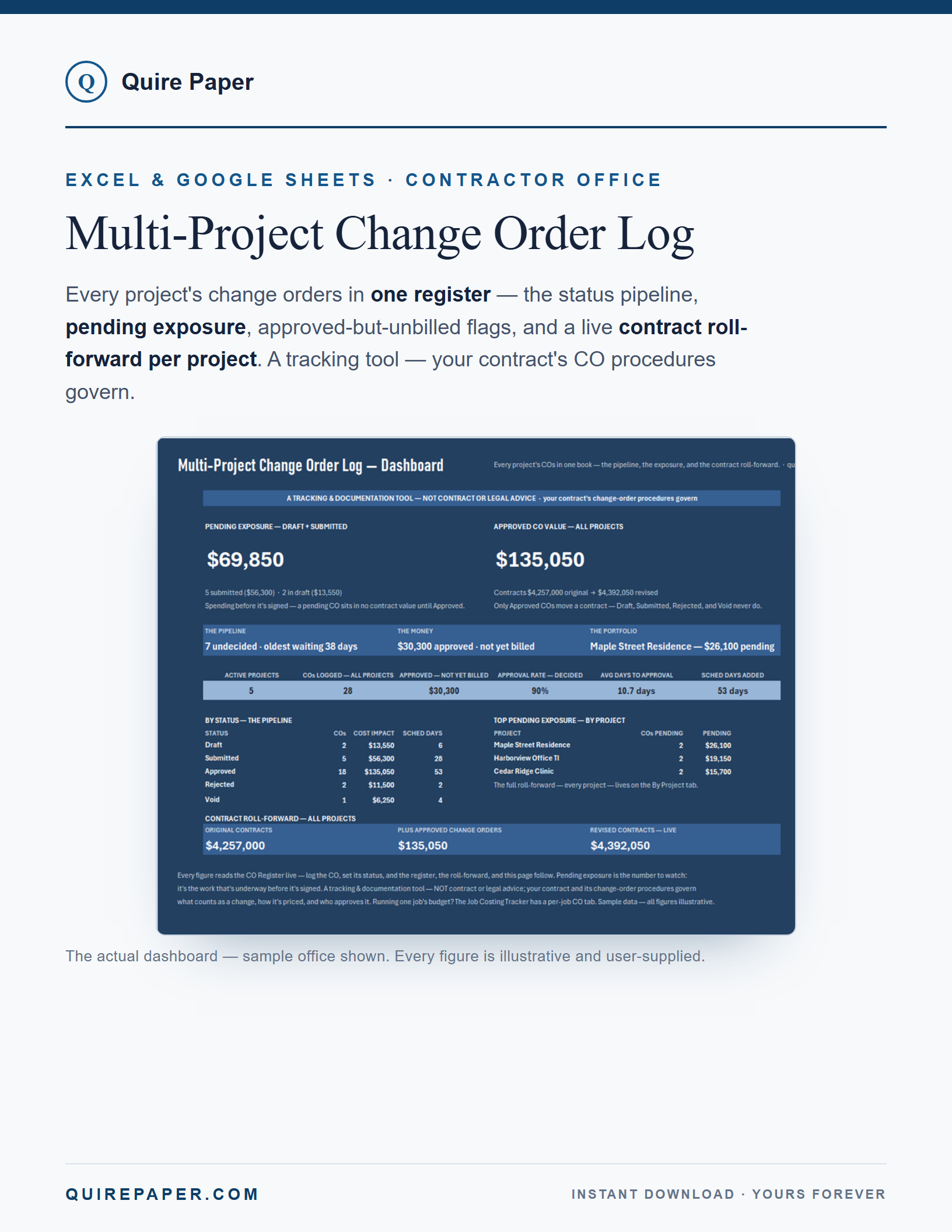 Multi-Project Change Order Log cover