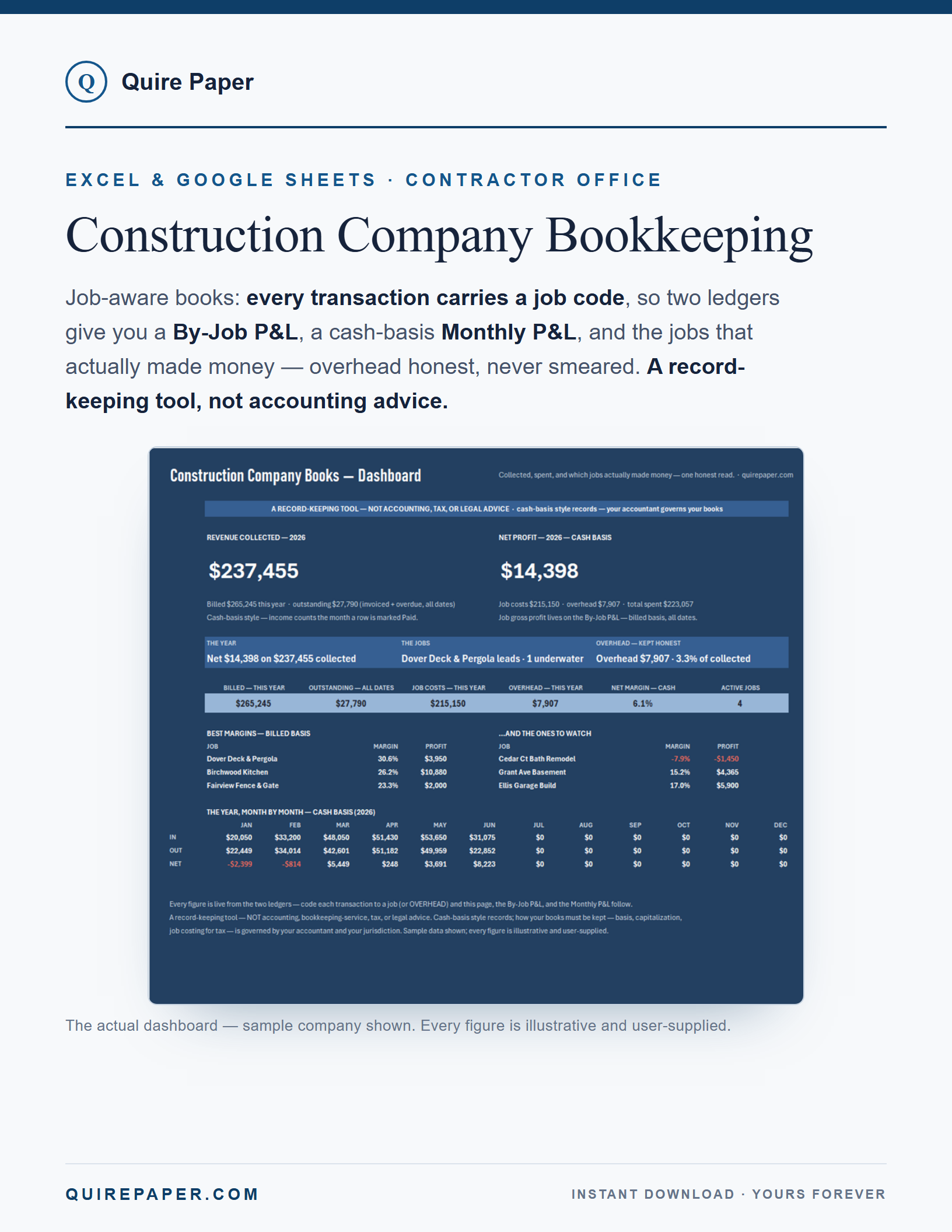 Construction Company Bookkeeping — Job-Aware Books cover