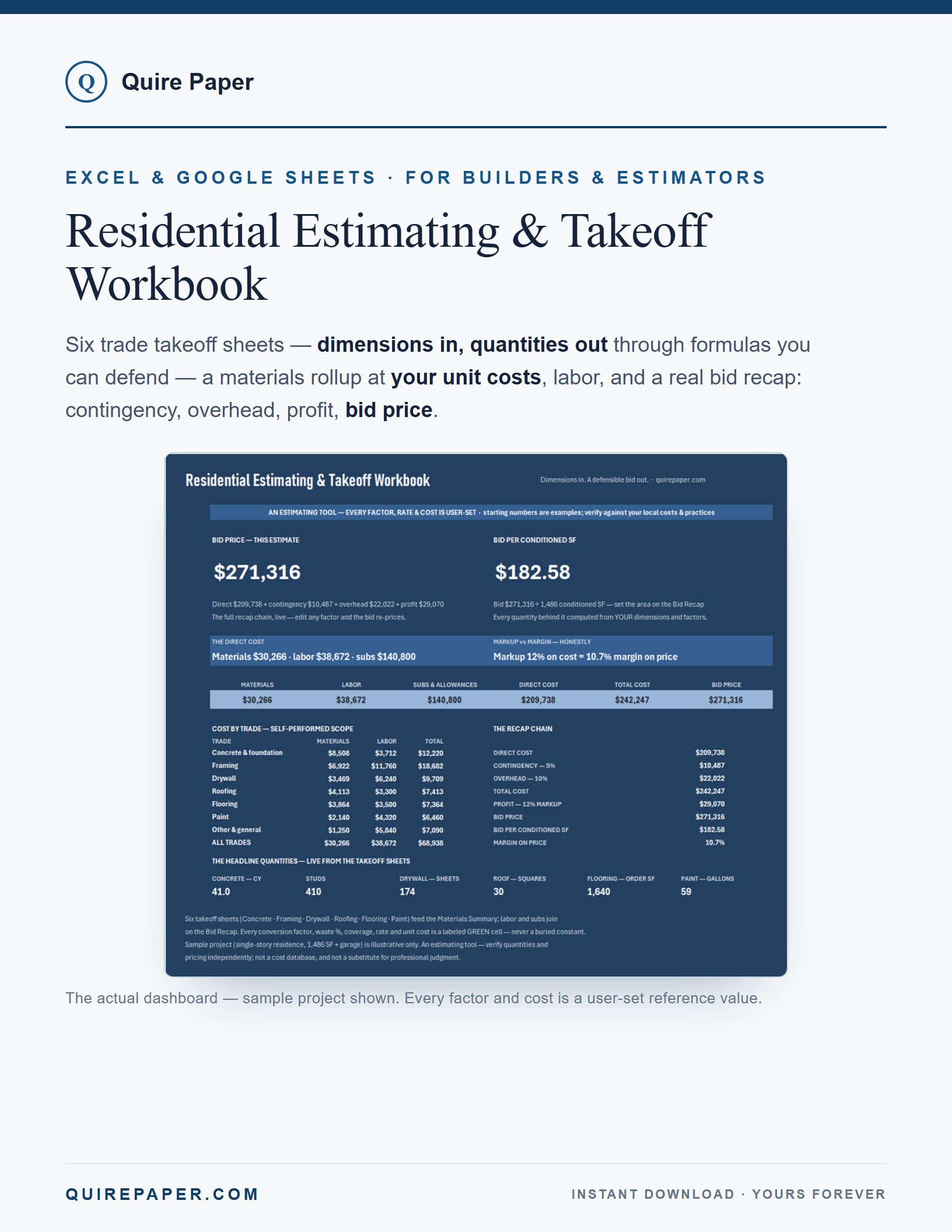 Residential Estimating & Takeoff Workbook cover
