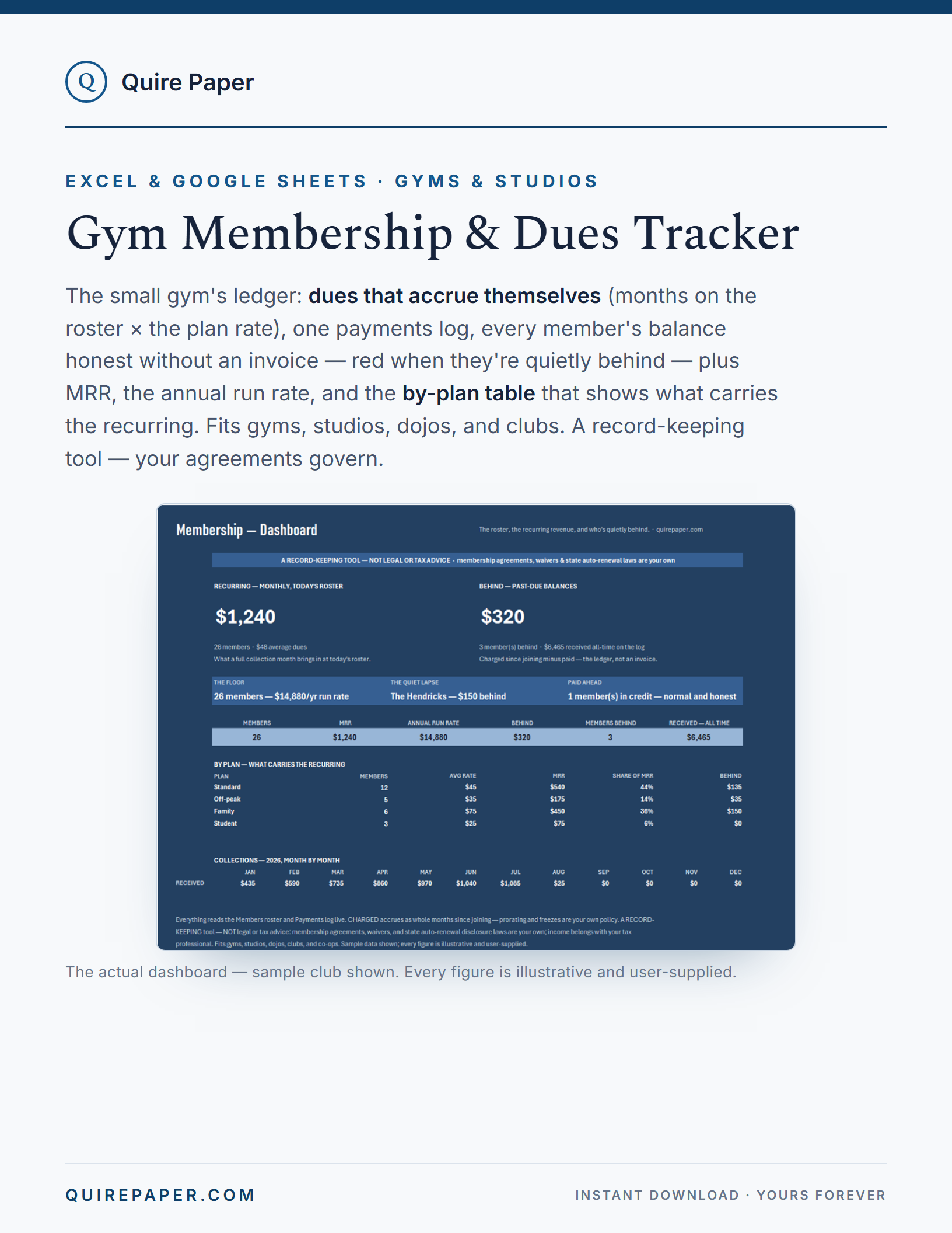 Gym Membership & Dues Tracker cover