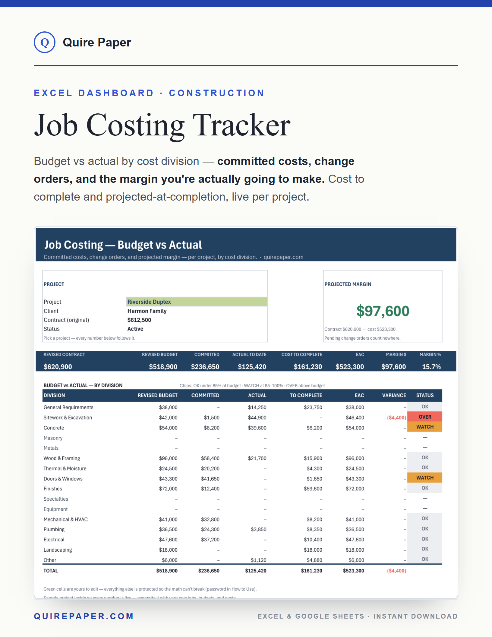 Job Costing Tracker cover