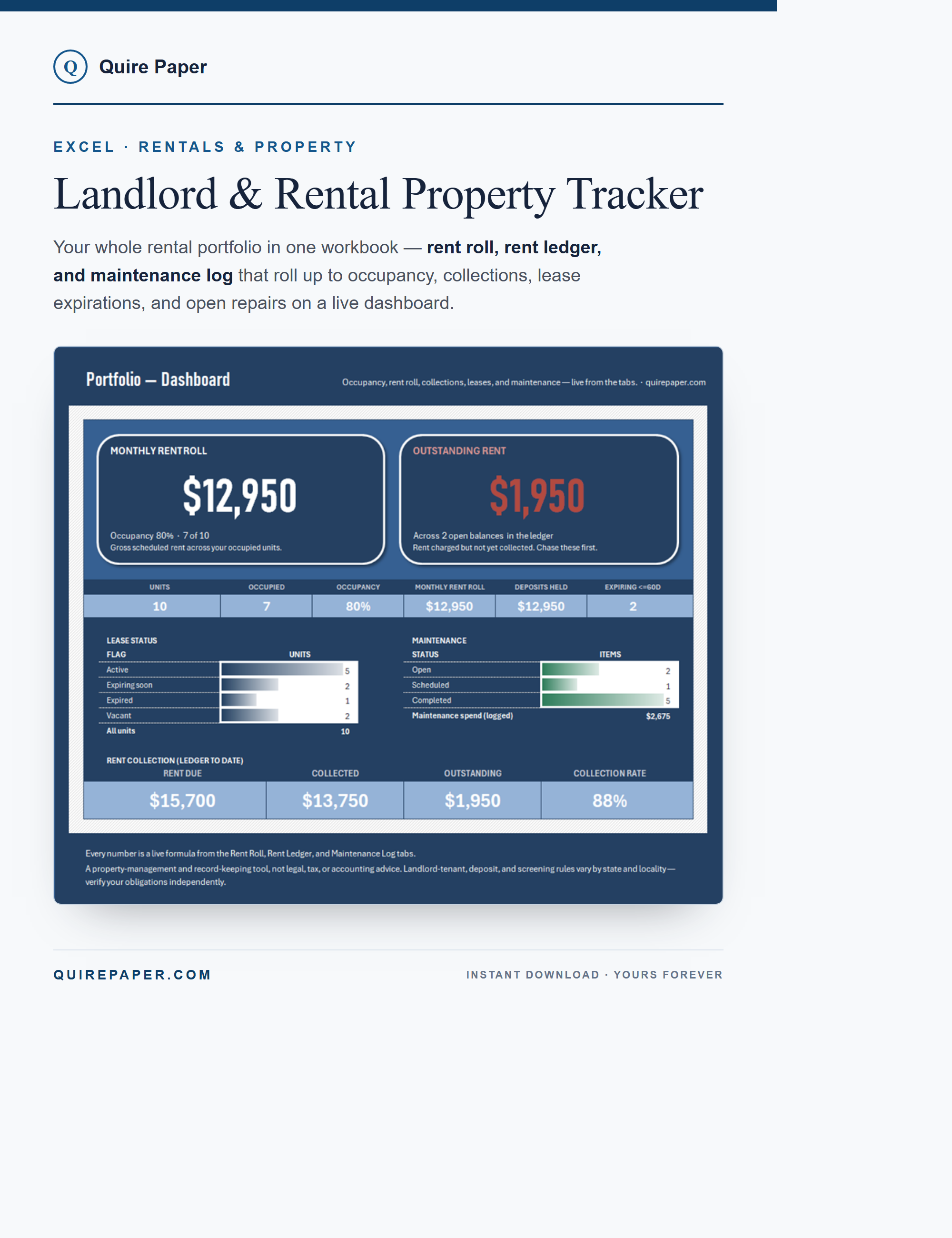 Landlord / Rental Property Management Tracker cover
