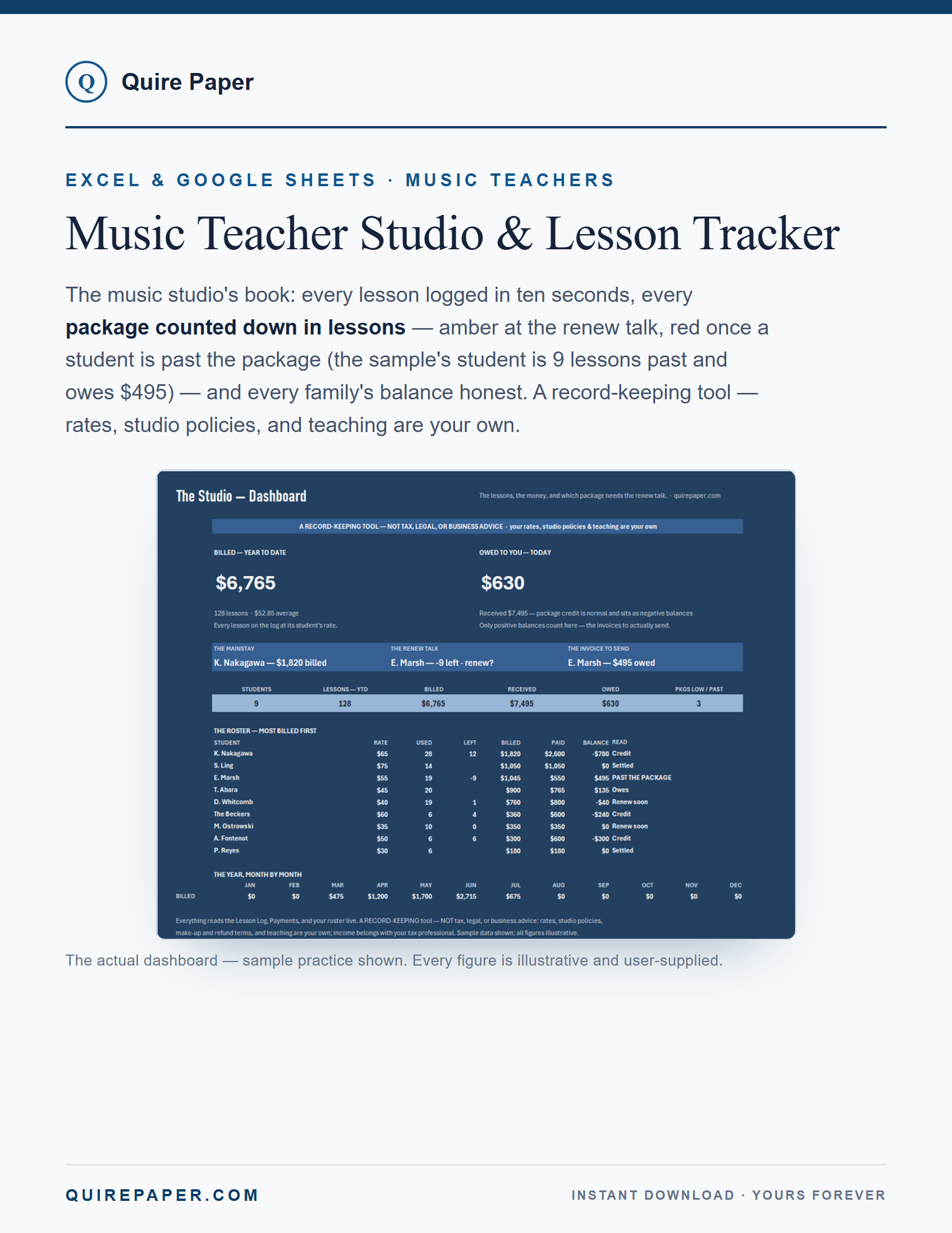Music Teacher Studio & Lesson Tracker cover