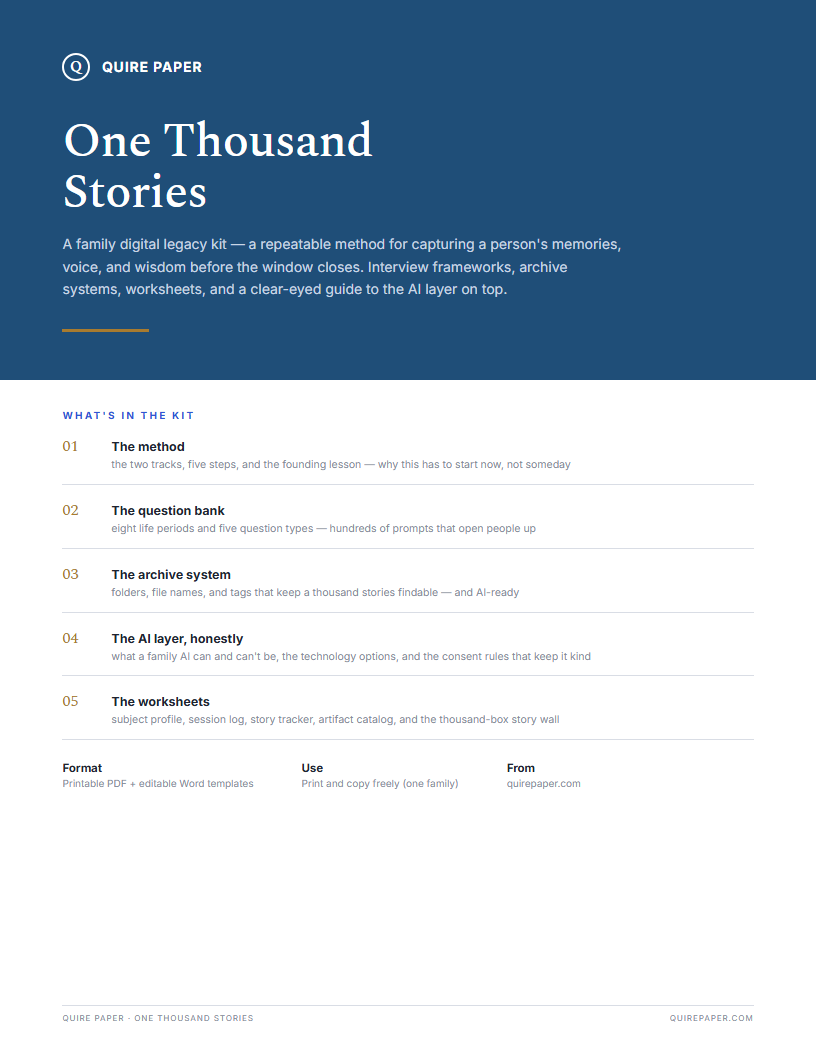 One Thousand Stories — Family Digital Legacy Kit — the file