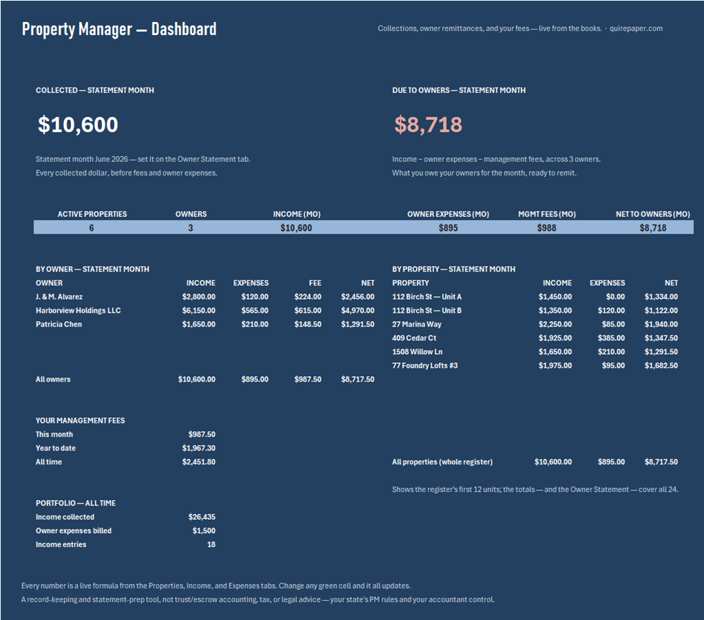 Property Manager Workbook — Owner Statements + Multi-Property Books — the file