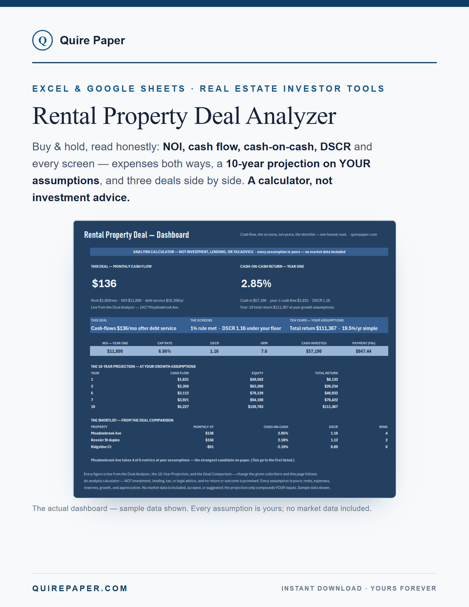 Rental Property Deal Analyzer — Buy & Hold cover
