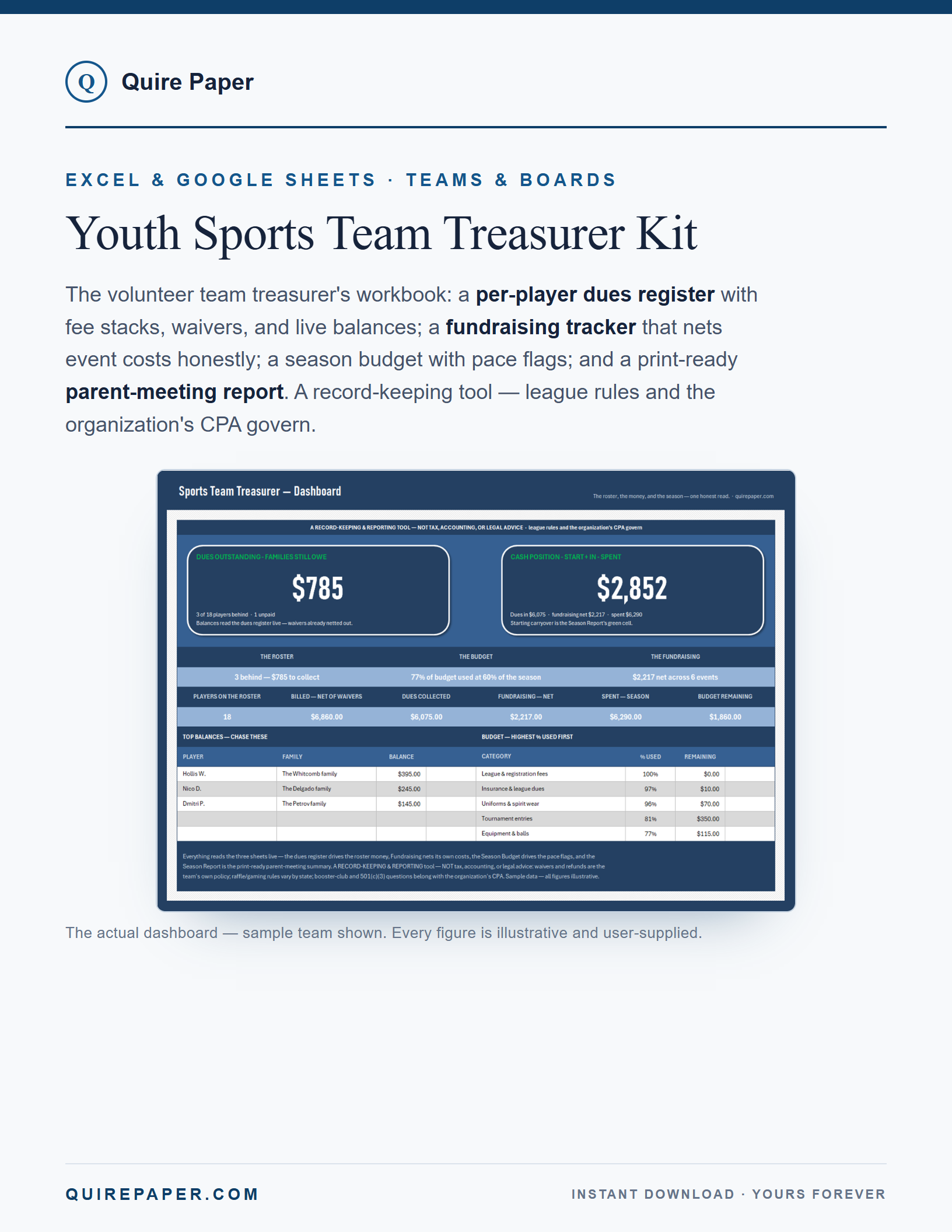 Youth Sports Team Treasurer Kit cover