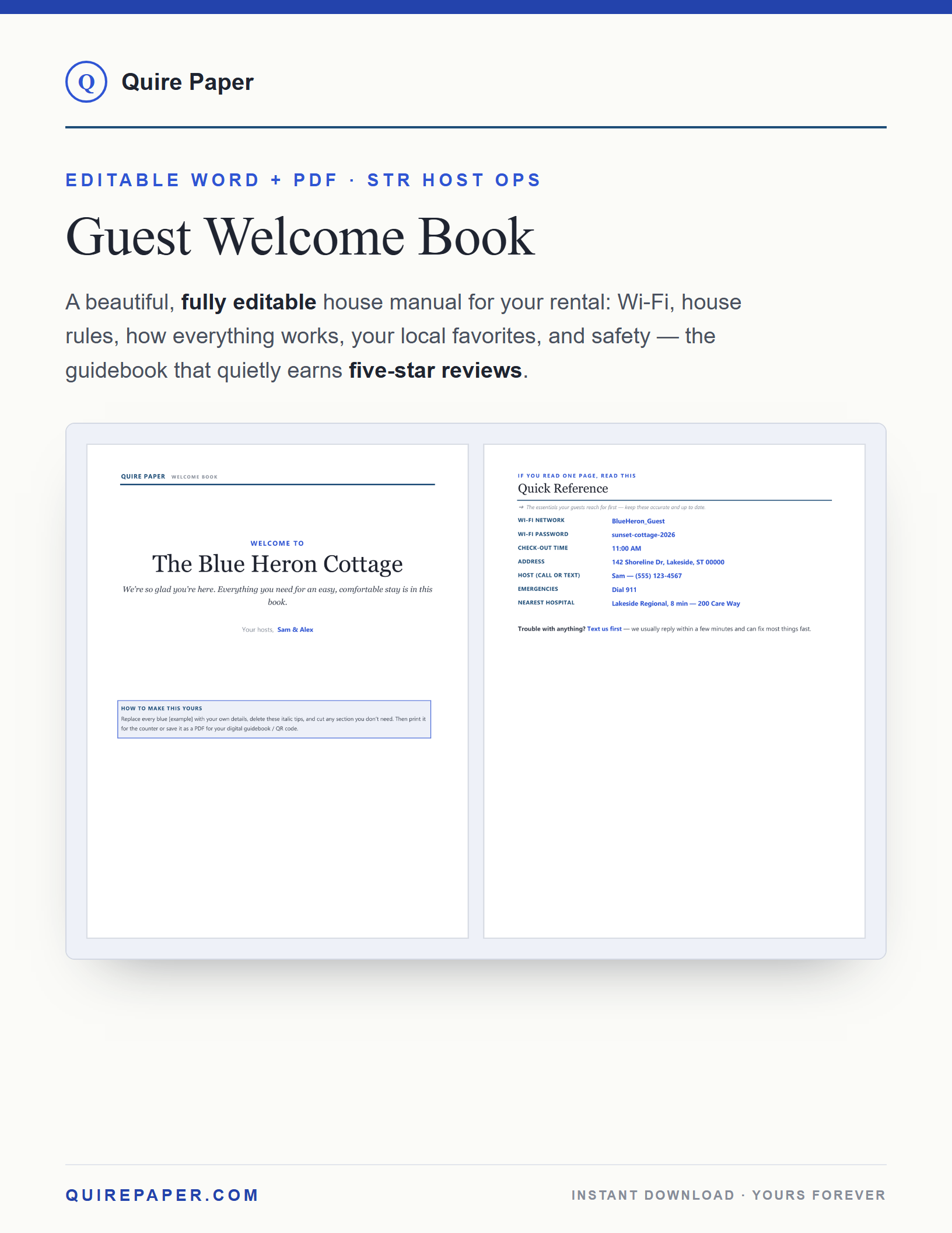 STR Guest Welcome Book cover