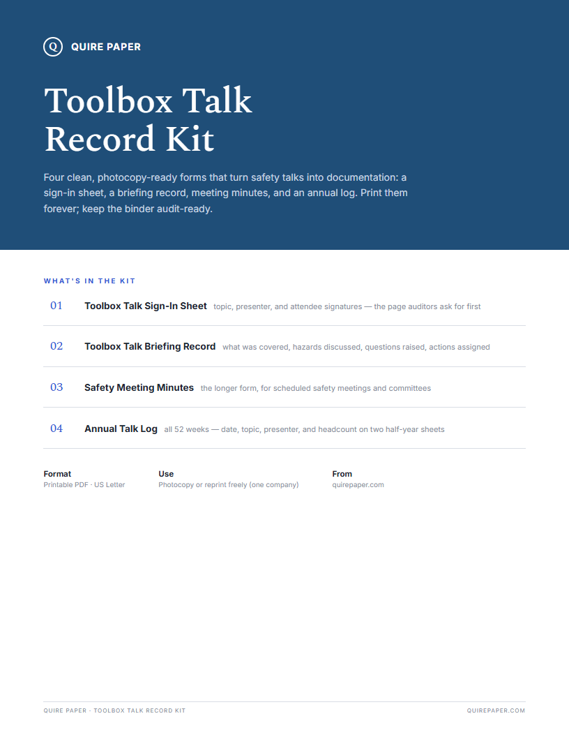 Toolbox Talk Record Kit — the file