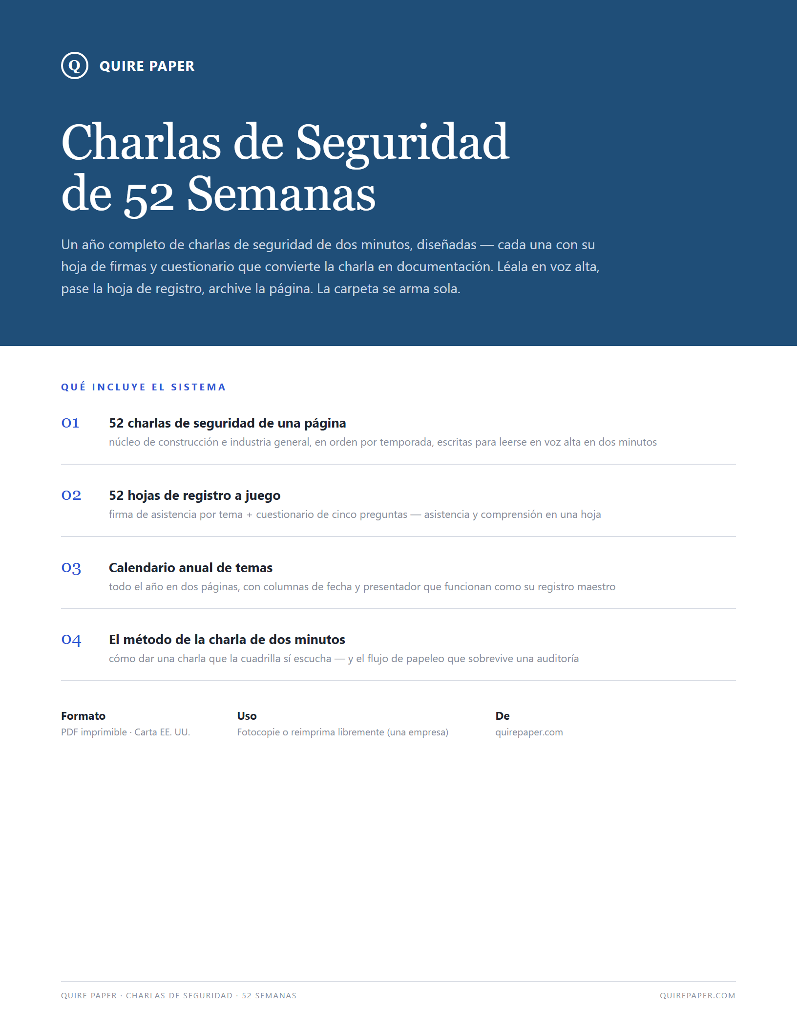 52-Week Toolbox Talk System — Spanish Edition cover
